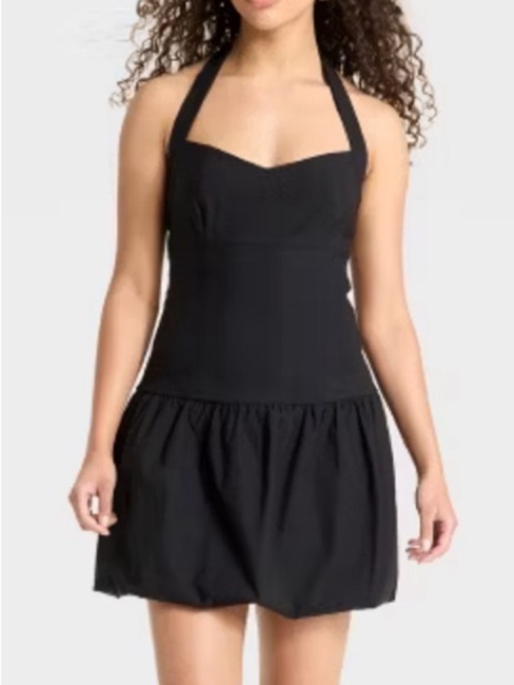 NWT Wild Fable plus size black bubble-hem mini halter dress